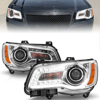 ANZO Projector Headlights w/ Plank Style (Chrome): Chrysler 300 2011 - 2014