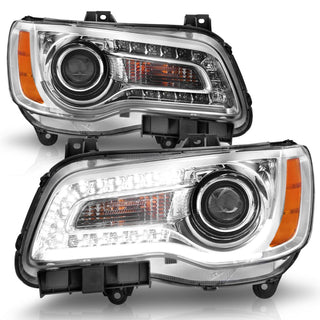 ANZO Projector Headlights w/ Plank Style (Chrome): Chrysler 300 2011 - 2014