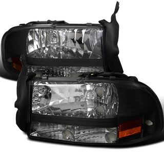 Spec D Euro Head Lights (Black): Dodge Dakota / Durango 1997 - 2004