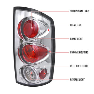 Spec D Euro Tail Lights (Chrome): Dodge Ram 2002 - 2006