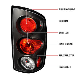 Spec D Euro Tail Lights (Black): Dodge Ram 2002 - 2006