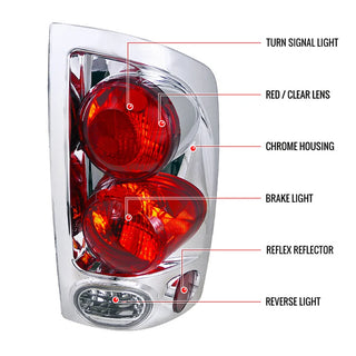 Spec D Euro 3D Tail Lights (Chrome): Dodge Ram 2002 - 2006