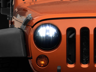 Raxiom Axial Series LED Headlights Black Housing: Jeep Wrangler 1997-2018 4.0L I6 / 3.8L V6 / 3.6L V6 - Clear Lens
