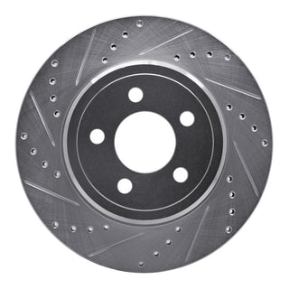R1 Concepts Drilled & Slotted Brake Rotor (REAR LEFT): Fits Chrysler 300 / Dodge Challenger / Charger 2005-2024 w/ Silver