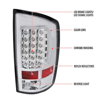 Spec D LED Tail Lights (Chrome): Dodge Ram 2002 - 2006