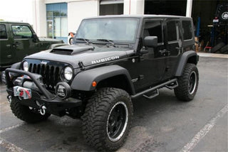 N-Fab Wheel-to-Wheel Nerf Step Bar 3in (TEXTURED BLACK): Fits Most Jeep Wrangler JK Models (2007-2018)