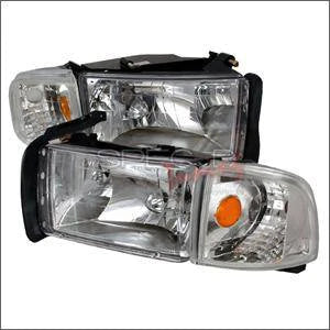 Spec D Euro Head Lights (Chrome): Dodge Ram 1994 - 2001