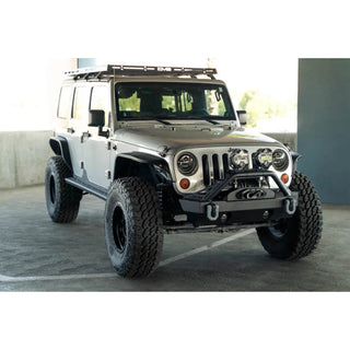 DV8 Offroad Slim Steel Fender Flares: Jeep Wrangler JK (07-18) / Grand Cherokee (05-10) - Black Powder Coat