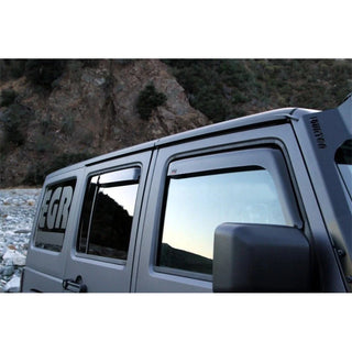 EGR In-Channel Window Visors Set of 4: Jeep Wrangler JK Unlimited (07-18) / Grand Cherokee (05-10) - Dark Smoke