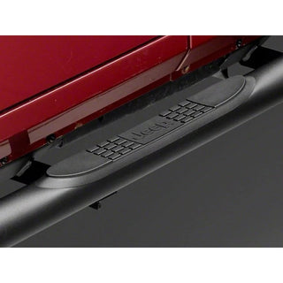 Officially Licensed Jeep 3-Inch Round Curved Side Step Bars w/ Jeep Logo: Jeep Wrangler JK 2007-2018 / Grand Cherokee 2005-2010