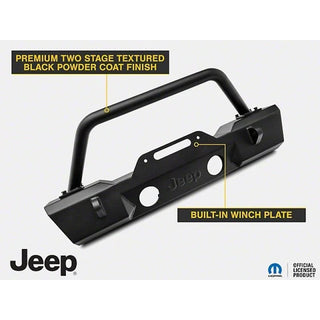 Officially Licensed Jeep Stubby Front Winch Bumper w/ Jeep Logo: Jeep Wrangler JK (07-18) / Grand Cherokee (05-10)