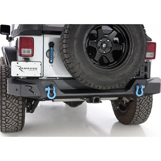 Rampage Trailguard Rear Bumper w/ 2" Receiver Tow Hitch (REAR): Fits Most Jeep Wrangler JK Models (2007-2018) - Black