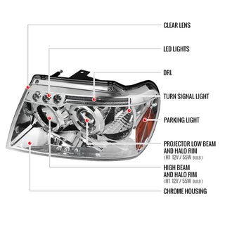 Spec D LED Projector HeadLights (Chrome): Jeep Grand Cherokee 1999 - 2004