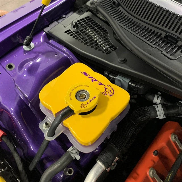 American Brother Designs Coolant Tank Cover: Dodge Challenger / Charger 6.2L SRT Hellcat 2015 - 2023
