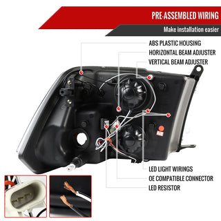 Spec D LED Projector Headlights (Black): Dodge Ram 2009 - 2018