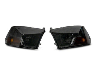 Raxiom 09-18 Dodge RAM 1500 Axial OEM Rep Headlights w/ Single Bulb- Chrome Housing (Smoked Lens)
