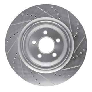 R1 Concepts Rear Drilled & Slotted Brake Rotor (REAR LEFT): Fits Dodge/Chrysler 2005-2023