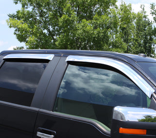 AVS Ventvisor Outside Mount Window Deflectors (F&R): Jeep Grand Cherokee 2011-2021 3.6L/5.7L - Chrome