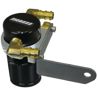 Moroso Billet Aluminum Air/Oil Separator Catch Can: Dodge Challenger 5.7L / 6.4L (2008-2023) - Black