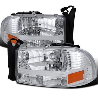 Spec D Euro Head Lights (Chrome): Dodge Dakota / Durango 1997 - 2004