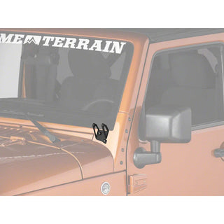Raxiom Windshield Mounted Light Brackets: Fits Most Jeep Wrangler Models (2007-2018) - Black Powder Coat