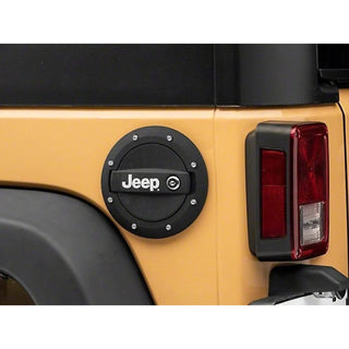 Officially Licensed Jeep Locking Fuel Door w/ Printed Jeep Logo: Jeep Wrangler JK (07-18) / Grand Cherokee (05-10)