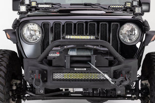 Go Rhino Rockline Front Stubby Bumper w/ Overrider: Fits Most Jeep Wrangler / Gladiator Models (2007-2026)
