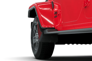 Rally Armor Black Mud Flap: Jeep Gladiator 2020-2024 w/ Metallic Black Logo