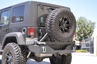 DV8 Offroad Black Rear Aluminum Bumper w/ Tire Carrier: Jeep Wrangler JK (2007-2018)
