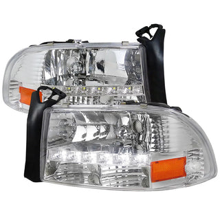 Spec D Euro LED Head Lights (Chrome): Dodge Dakota / Durango 1997 - 2004