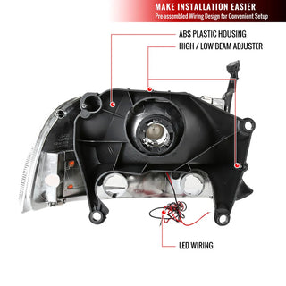 Spec D Euro LED Head Lights (Chrome): Dodge Dakota / Durango 1997 - 2004