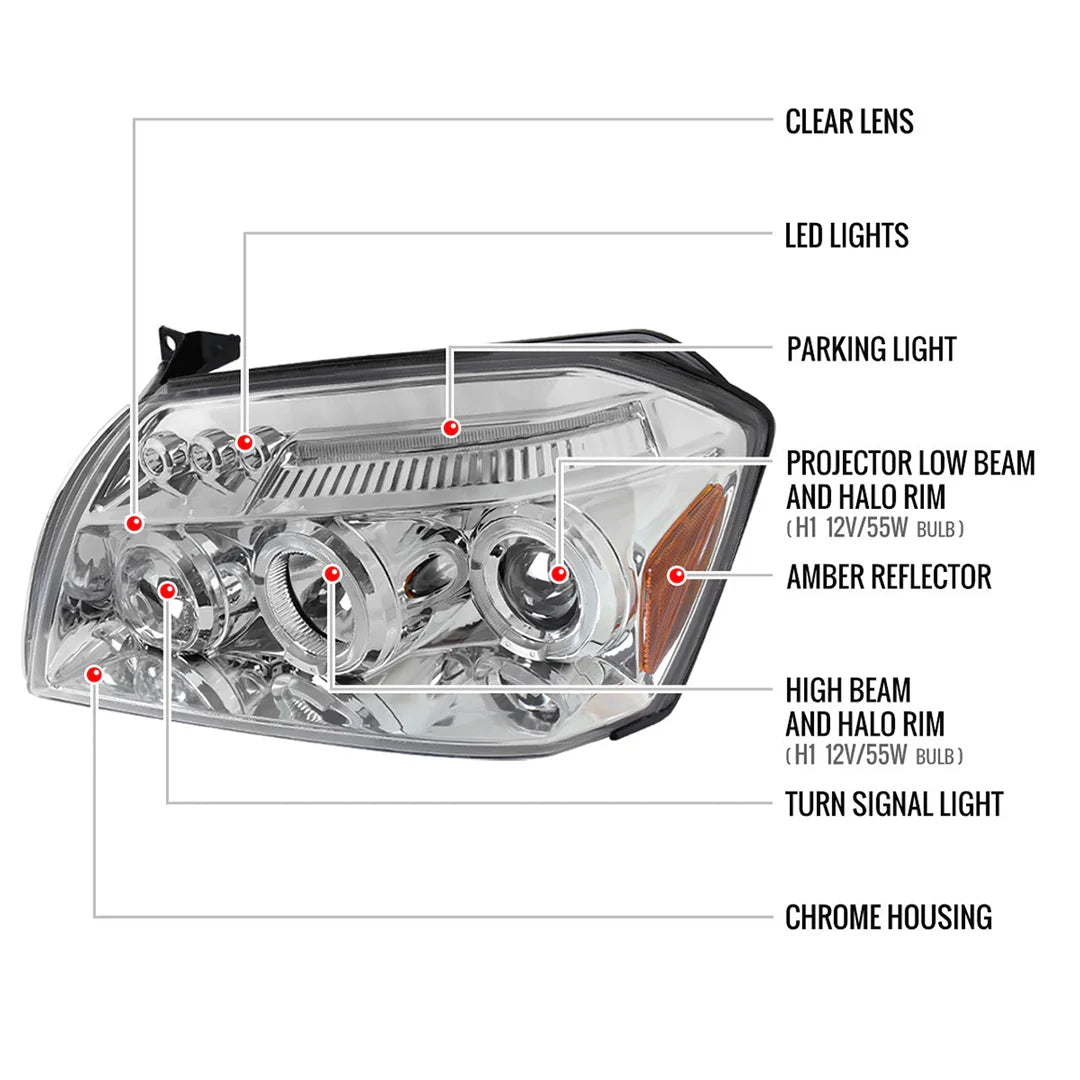 Spec D LED Projector Headlights (Chrome): Dodge Magnum 2005 - 2007