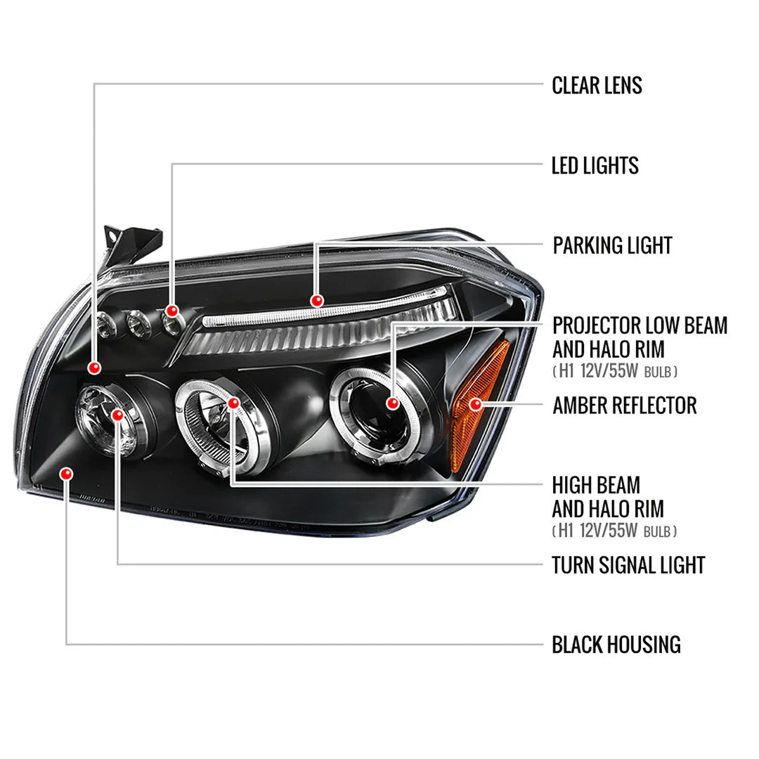 Spec D LED Projector Headlights (Black): Dodge Magnum 2005 - 2007