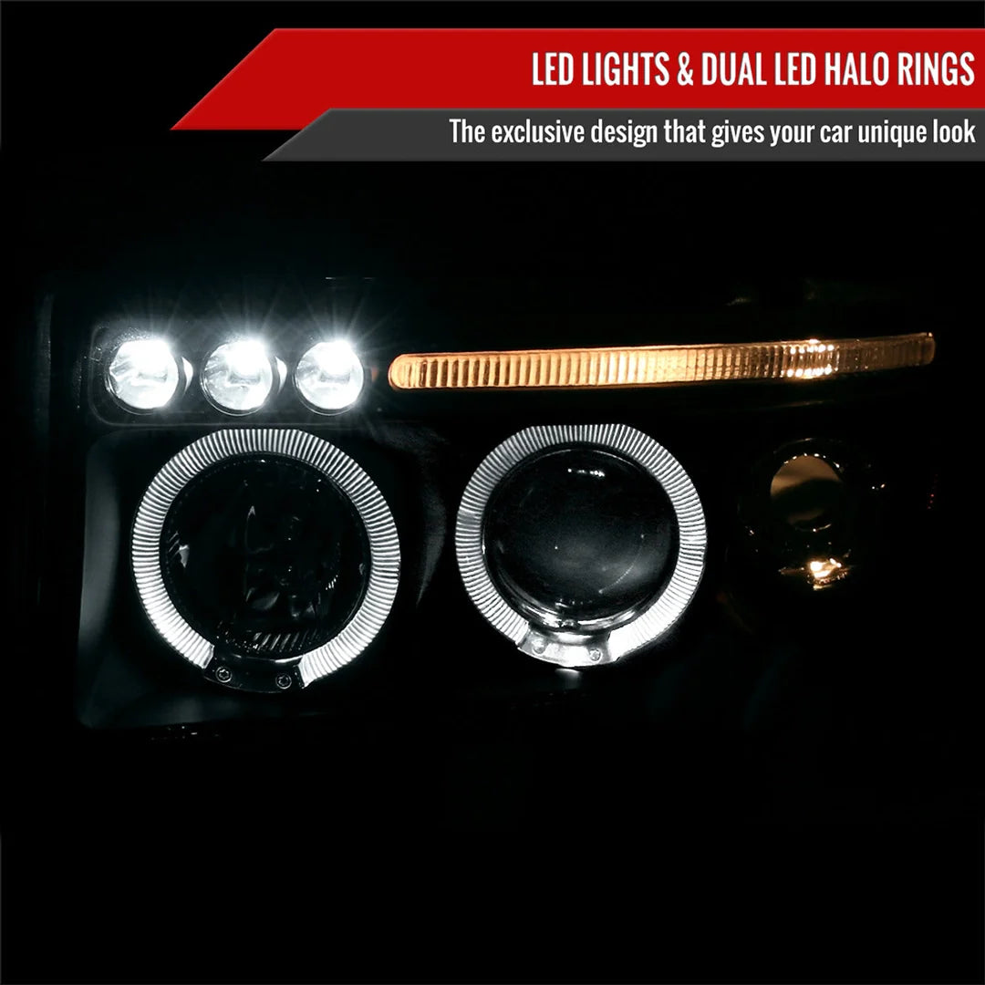 thumbnail image 2 of Maxcomotors Jet Black Projector Headlights For 1994-2001 Dodge Ram 1500 2500 3500 – With LED Halo, Halogen, Pair 2 of 6