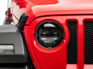 Raxiom Axial Series 9-In Angel Eye LED Headlights Black Housing (Clear Lens): Jeep Wrangler / Gladiator 2018-2025 3.6L / 6.4L 392