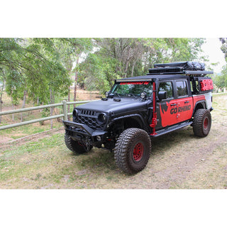 Go Rhino RB20 Slim Line Running Boards Kit w/ Brackets: Fits Most Jeep Wrangler Models (2007-2026) - Bedliner Coat