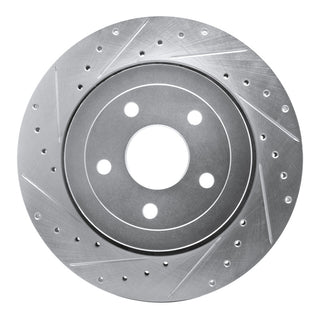R1 Concepts Rear Left Brake Rotor Drilled & Slotted (REAR): Jeep Grand Cherokee 2005-2010 6.1L SRT8 - Silver