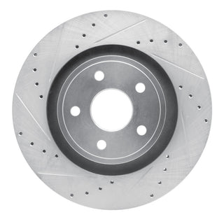 R1 Concepts Drilled & Slotted Brake Rotor (FRONT LEFT): Jeep Grand Cherokee 2006-2010 6.1L SRT8 - Silver