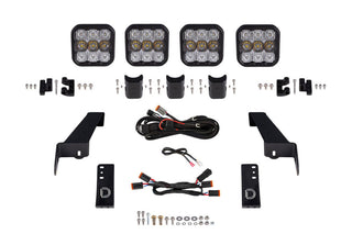 Diode Dynamics Jeep JL SS5 4-Pod CrossLink Grille Lightbar Kit Sport - White Combo