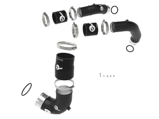 aFe BladeRunner 2-1/4in & 3in Aluminum Hot and Cold Charge Pipe Kit - Black: Jeep Grand Wagoneer / Ram 1500 3.0L Hurricane & 6.4L 392 2023 - 2026 (RHO Models)
