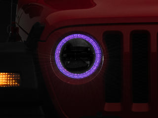 Raxiom Axial LED Headlights RGB Halo Black Housing: Jeep Wrangler JL 2018-2025 / Gladiator 2020-2025 6.4L 392 / 3.6L V6 / 3.0L EcoDiesel / 2.0L Turbo