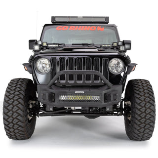 Go Rhino Rockline Front Stubby Bumper w/ Overrider: Fits Most Jeep Wrangler / Gladiator Models (2007-2026)
