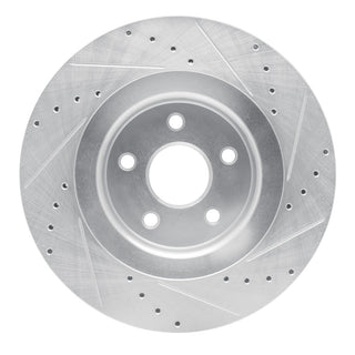 R1 Concepts Drilled & Slotted Brake Rotor (FRONT LEFT): Jeep Grand Cherokee 2006-2010 6.1L SRT8 - Silver