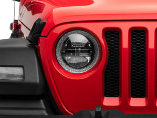 Raxiom Axial LED Headlights Black Housing: Jeep Wrangler JL 2018-2025 / Gladiator 2020-2025 6.4L 392 / 3.6L V6 / 3.0L EcoDiesel / 2.0L Turbo