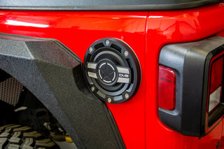 DV8 Offroad Aluminum Fuel Door: Jeep Wrangler 2018-2021