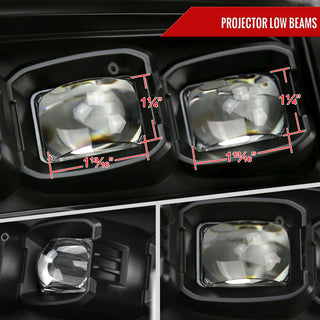 Spec D Projector Headlights Amber LED Sequential: Dodge RAM 1500 / RAM 2500 / RAM 3500 2009-2024
