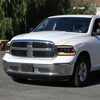 Spec D Projector Headlights Amber LED Sequential: Dodge RAM 1500 / RAM 2500 / RAM 3500 2009-2024