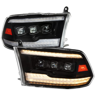 Spec D Projector Headlights Amber LED Sequential: Dodge RAM 1500 / RAM 2500 / RAM 3500 2009-2024