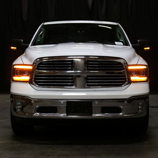 Spec D Projector Headlights w/ Amber LED Seq Turn Signal (Matte Black/Clear): Fits Dodge Ram 1500/2500/3500/1500 Classic 2009-2024