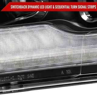 Spec D Projector Headlights w/ Amber LED Seq Turn Signal (Matte Black/Clear): Fits Dodge Ram 1500/2500/3500/1500 Classic 2009-2024